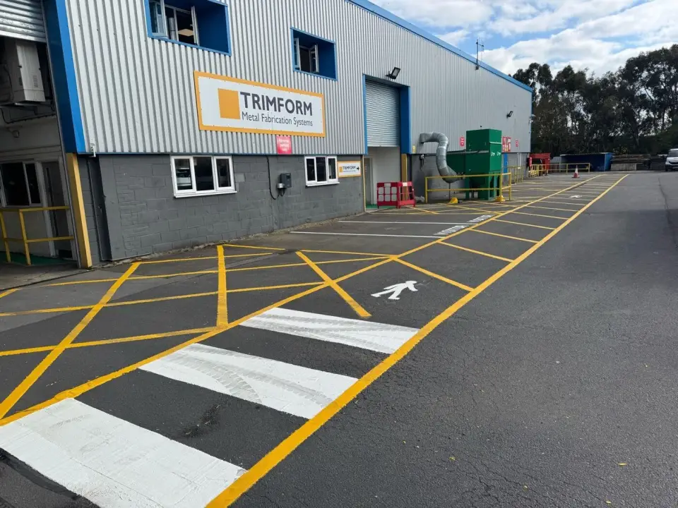 Internal line marking on a factory floor.